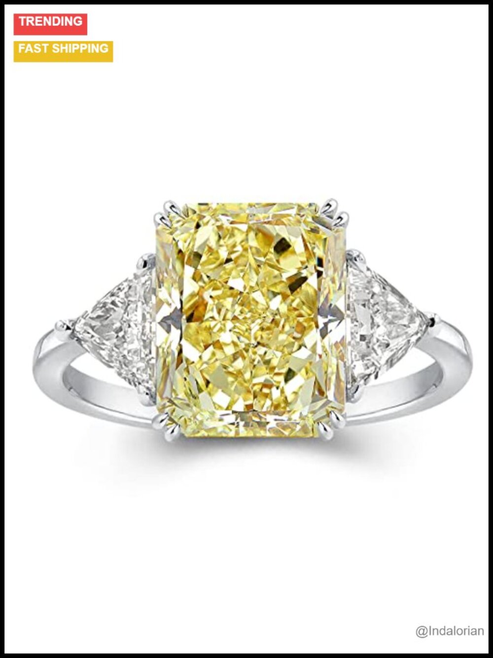 S925 Sterling Silver 3-Stone Radiant Promise Ring 4CT CZ